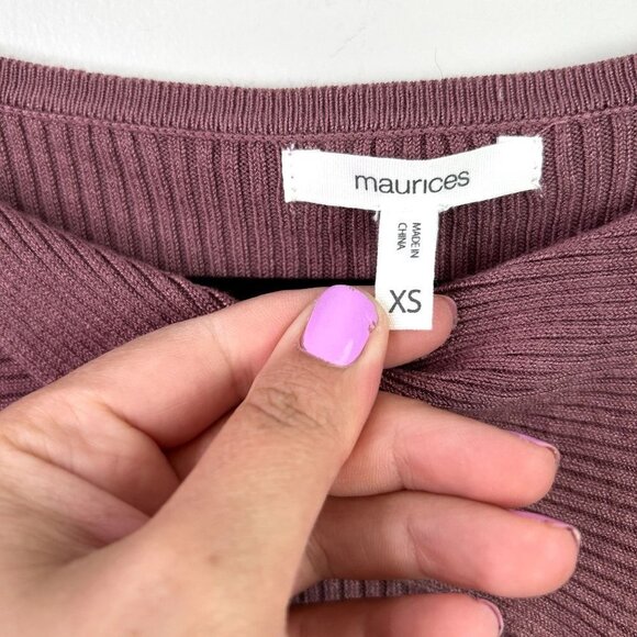 maurices mauve ribbed keyhole long sleeve top size xs - Picture 3 of 8